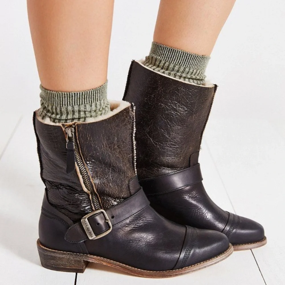 UGG Koolaburra ‘Duarte’ Shearling Leather/Suede Buckle Motorcycle Boot - Picture 2 of 12